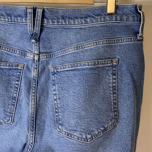 J. Crew Lakeshore Blue Denim Slim Wide Leg Frayed Hem Crop Jeans Size 32/14 US - Picture 8 of 16